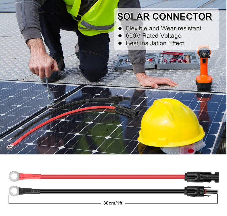 iGreely 10 Gauge Wire Solar to O Ring Cable Solar Panel Adapter Kit Cable Connet