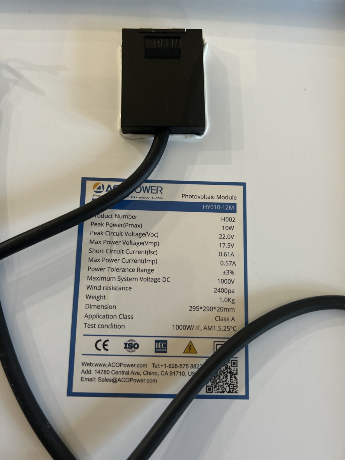 ACOPower 10W Mono Solar Panel for 12V Battery Charging RV Boat, Off Grid