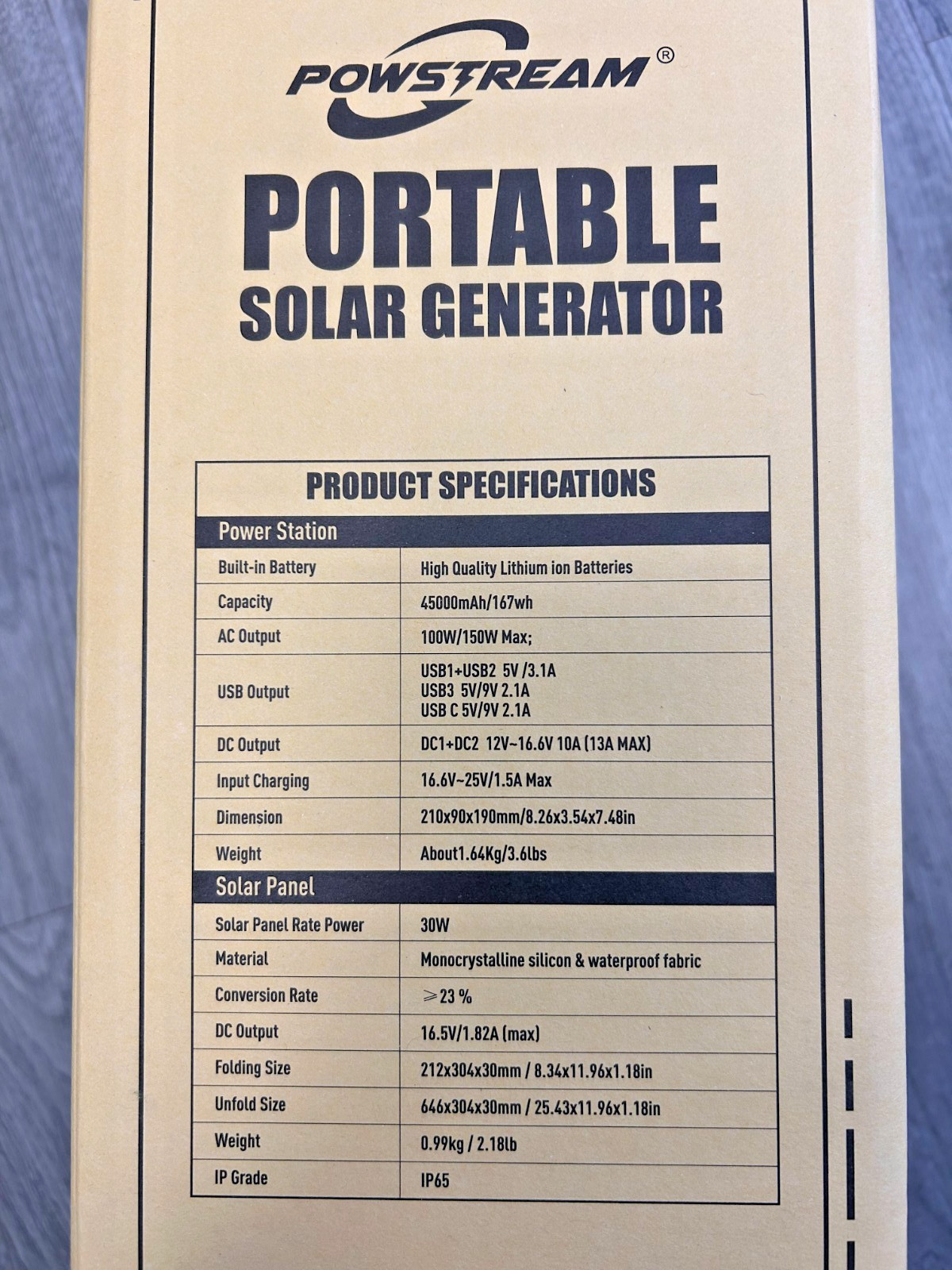 Portable Power Station 167Wh w/ 30W Solar Panel 350W Backup Power Bank with 2*AC