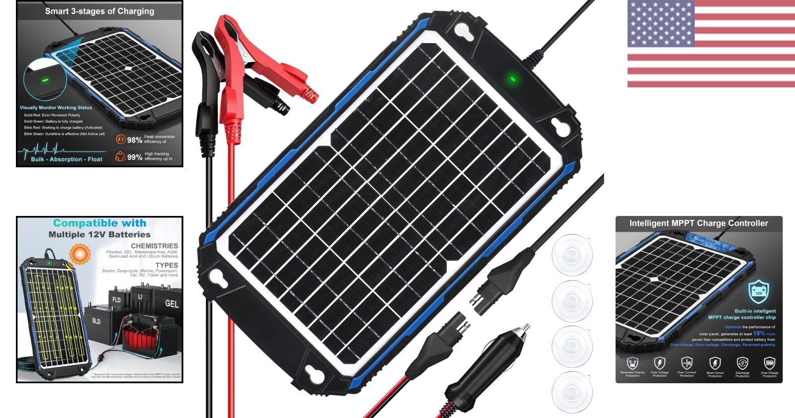 Durable 12W Solar Battery Maintainer with Free Maintenance – Extended Warranty