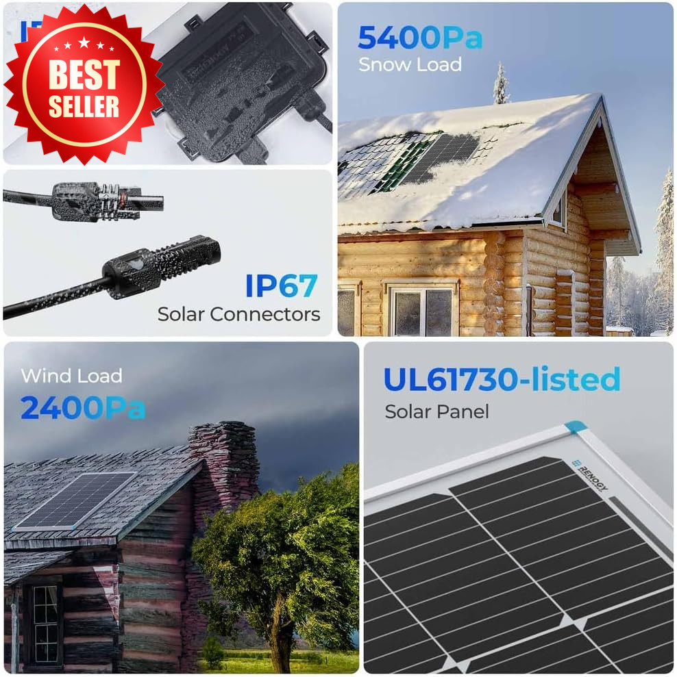 100W 12V Solar Panel Starter Kit 30A PWM Controller RV US