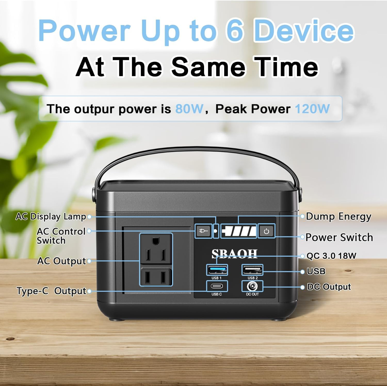 Portable Power Station 88.8WH, Solar Generator Lithium Battery Power 110V AC USB