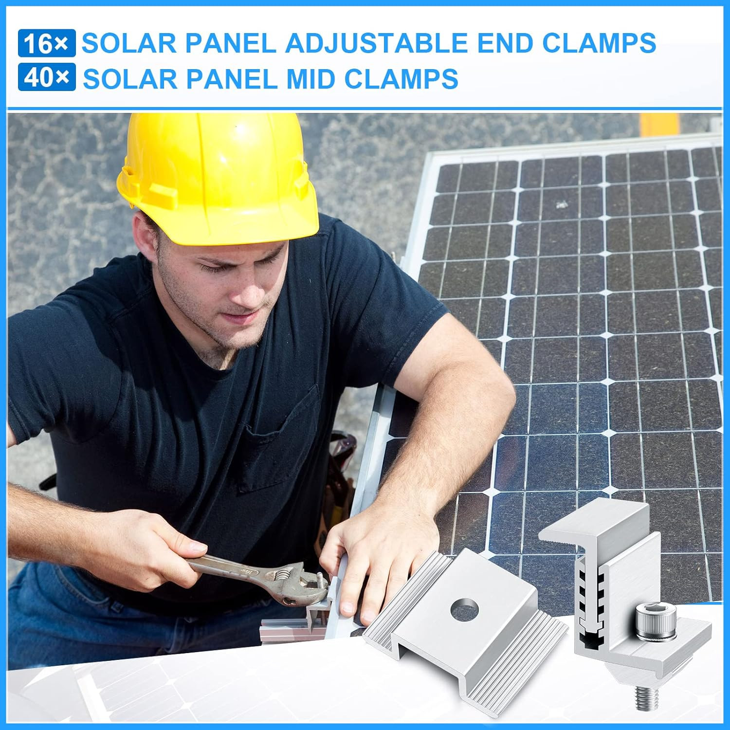 1.06 Inch Solar Panel Bracket Aluminum Solar Mid Clam with Mounting Brackets 32-