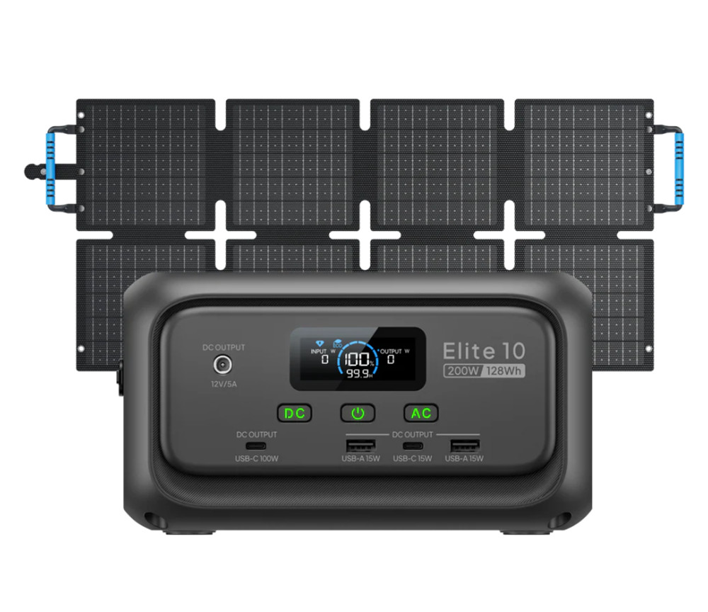 BLUETTI Elite 10 200W 128Wh Portable Power Station+160W Solar Panel for Camping