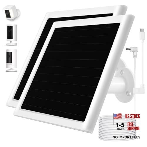 6W Solar Panel Charger for Ring Camera, Compatible with Ri ng Stick White 2Pack