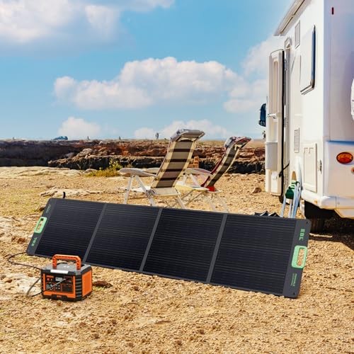 200W Portable Solar Panel High Efficiency Solar Power Panel for Home, Green