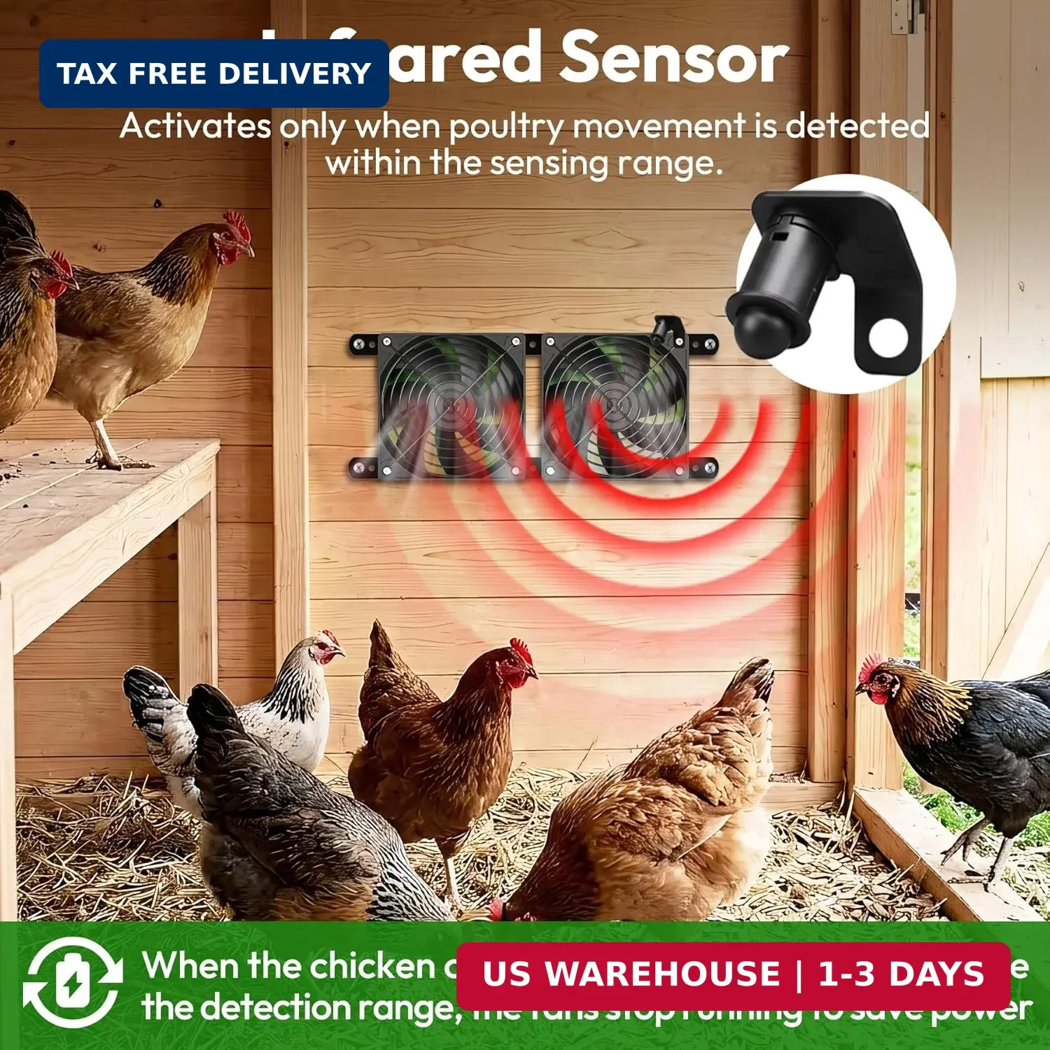 INNOLAND Solar Fan for Chicken Coop & Greenhouse, 25W Solar Powered Exhaust Fan