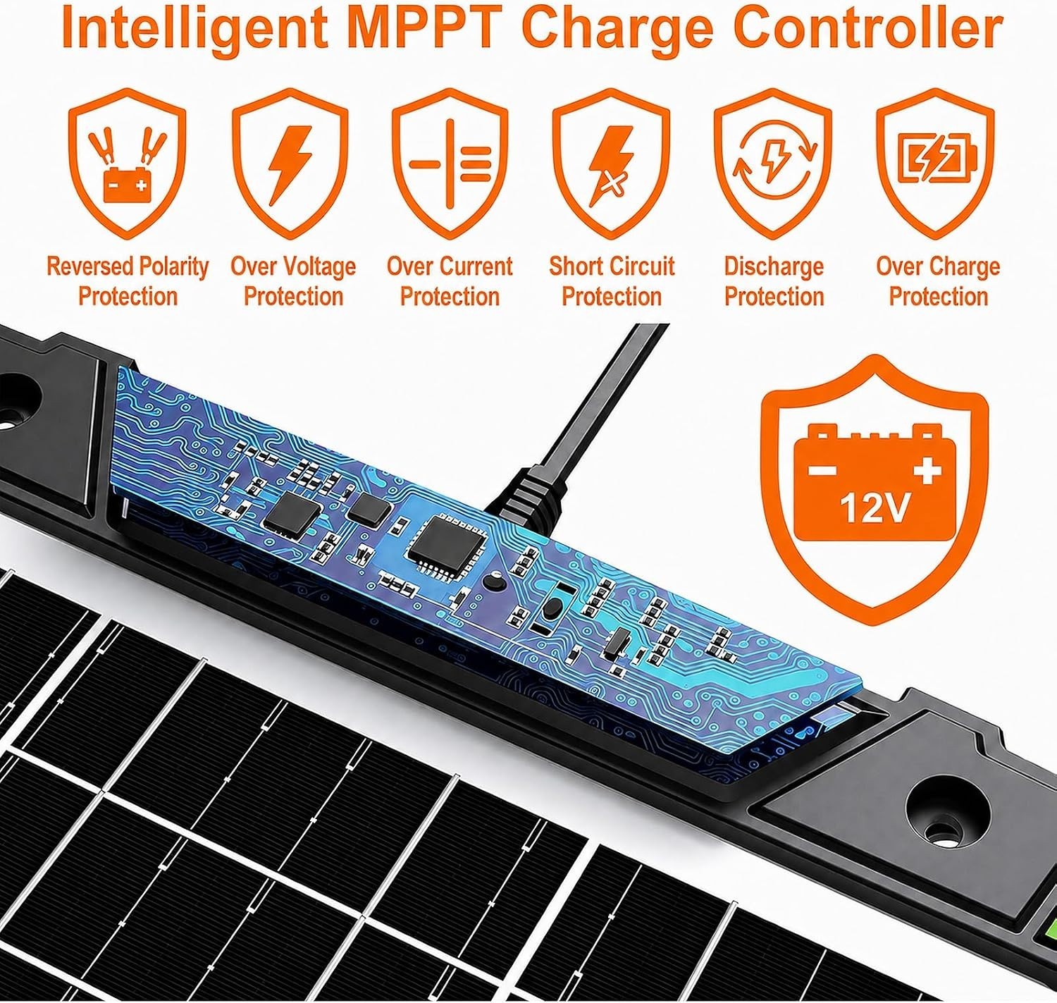 TOPRAY 20W 12V Solar Battery Maintainer & Trickle Charger | Battery Drain Red…