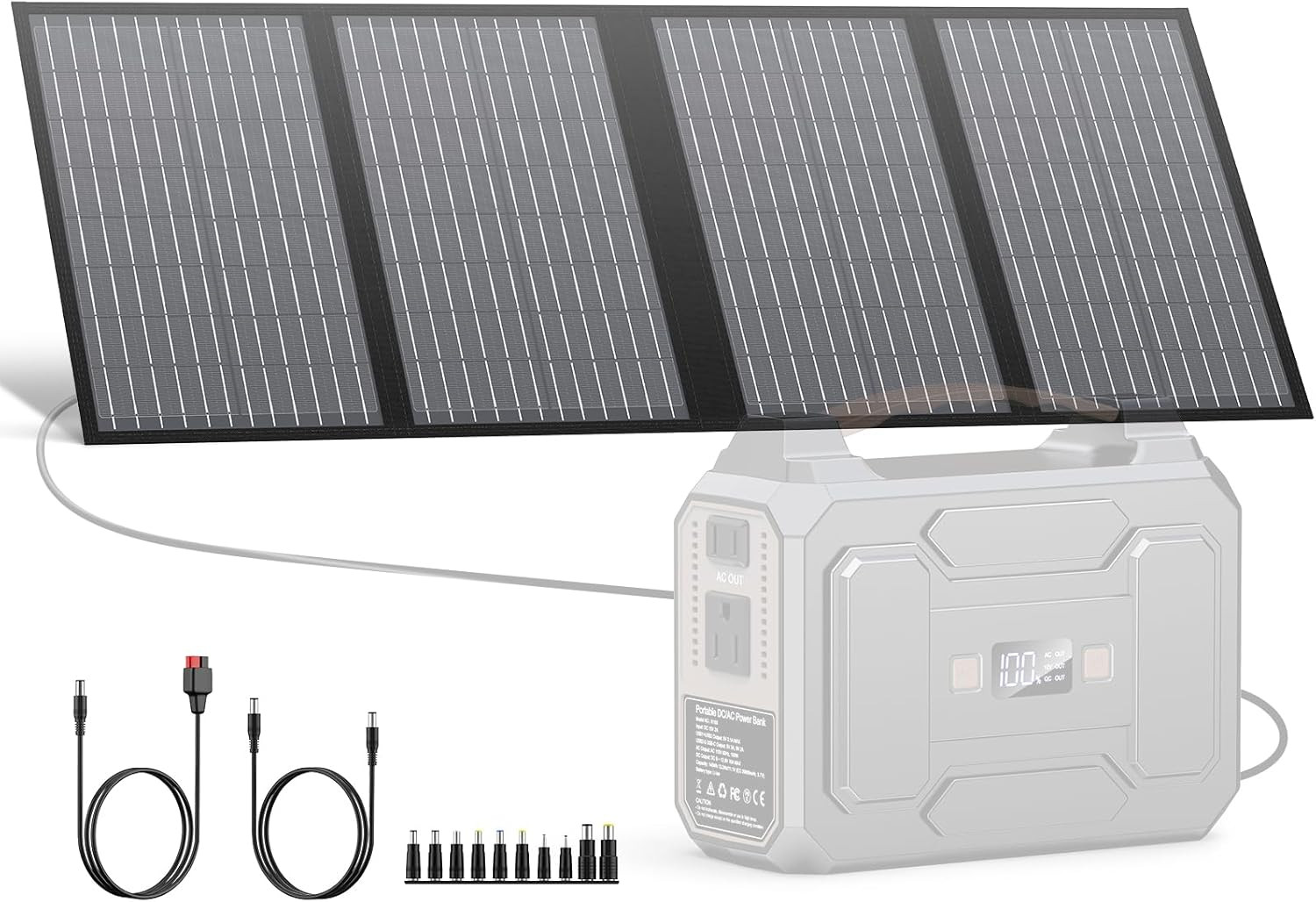 60W Portable Solar Panel Charger with USB & Type-C for Camping