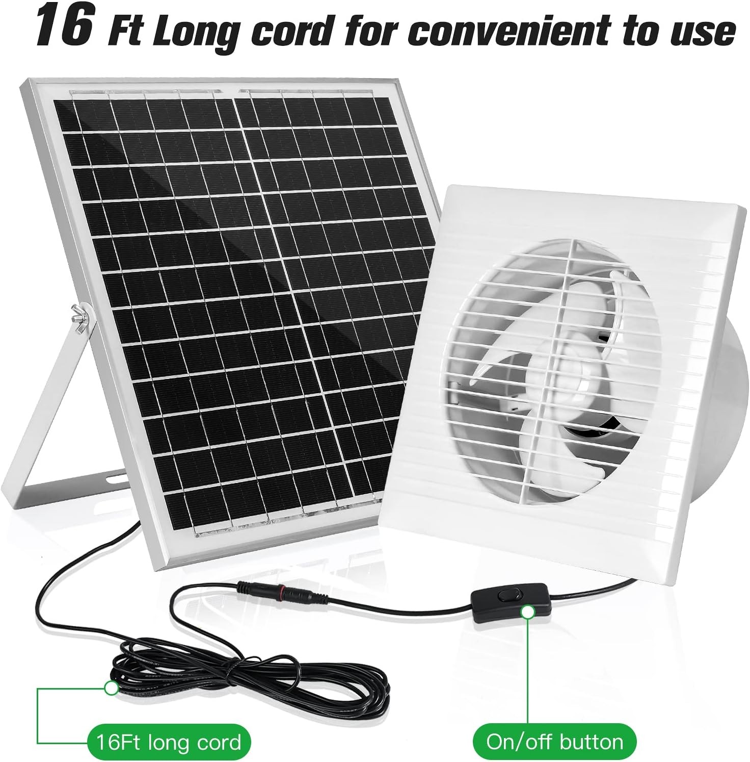 Solar Powered Exhaust fan 25W Solar Panel 8″ Ventilation Vent Fan Outside