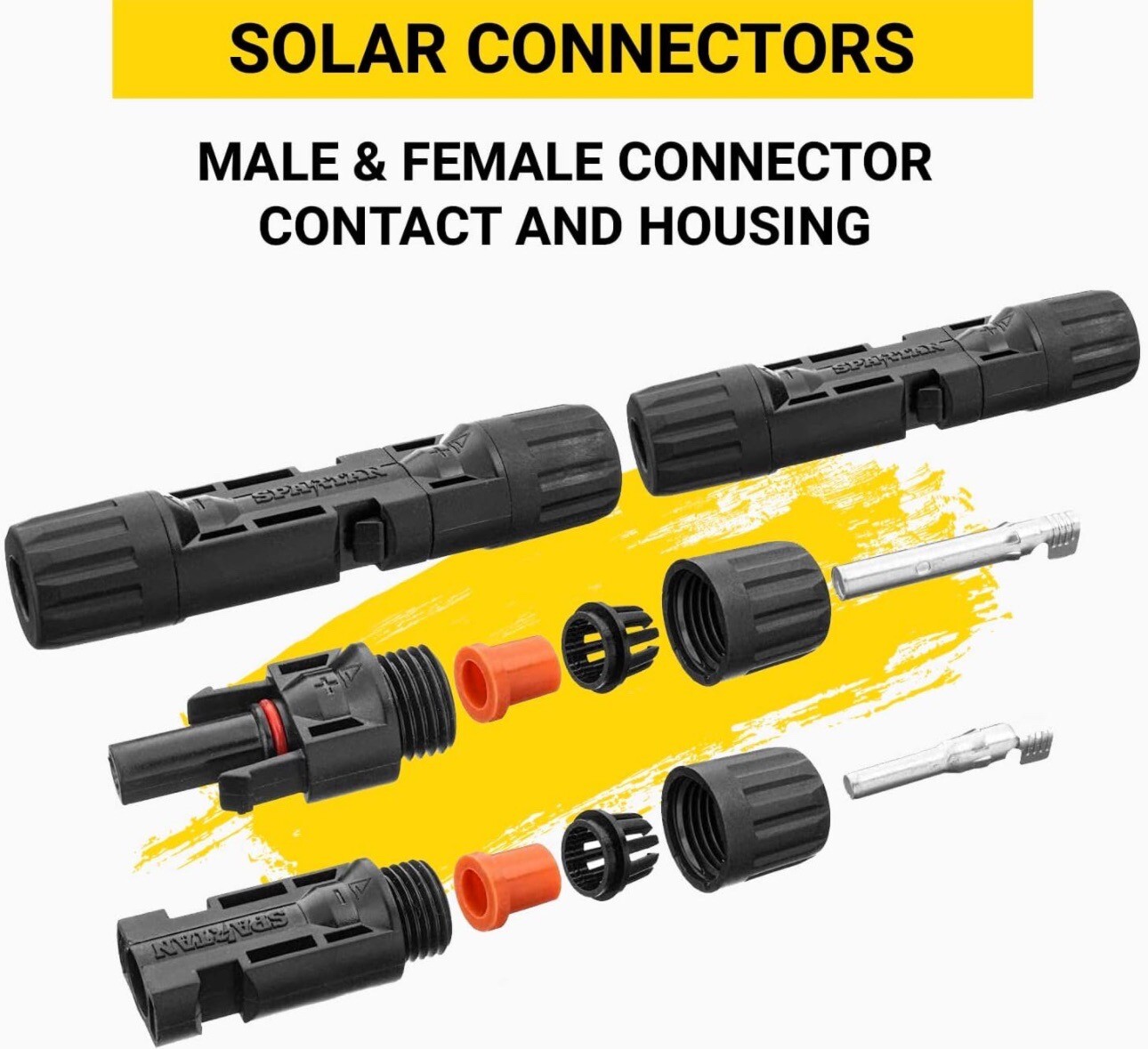 Spartan Power Solar Panel Connectors IP67 1000V 30A PV Solar Panels Pack 25
