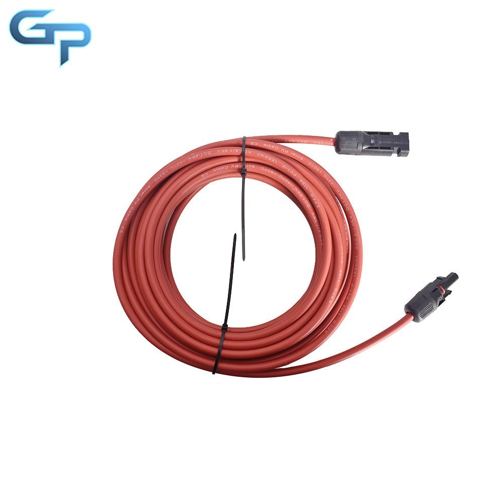 25 Feet 1 Pair 10AWG Red + Black Solar Panel Extension Cable Wire Connector
