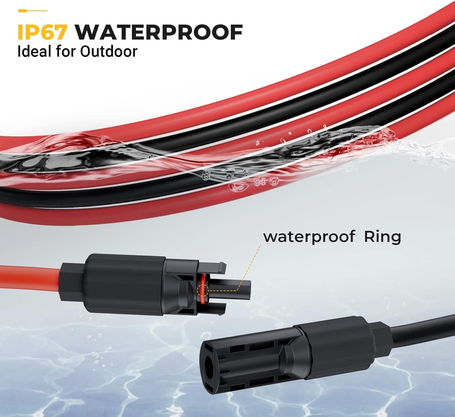 10AWG Solar Extension Cable,10 Feet, Male-Female Connectors