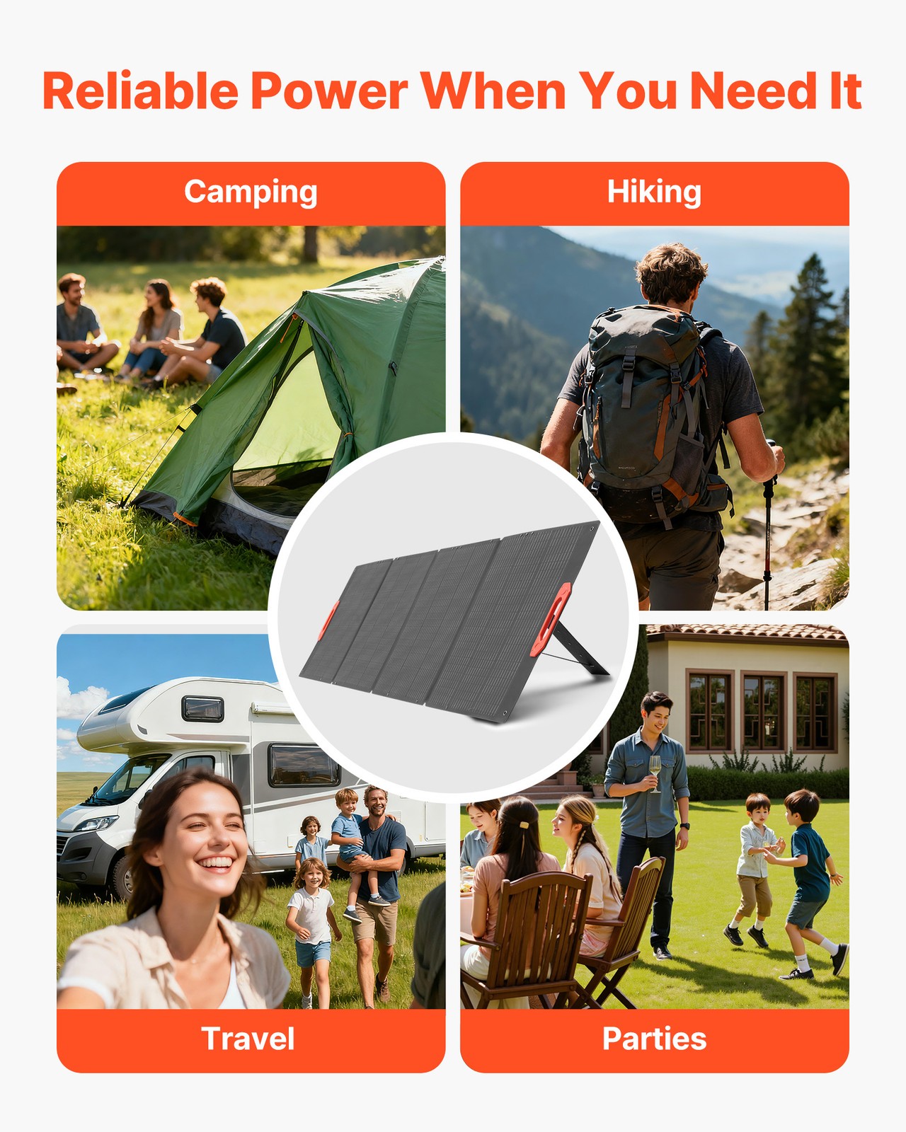 VEVOR 300W Foldable Monocrystalline Solar Panel Portable ETFE Mono Solar Charger