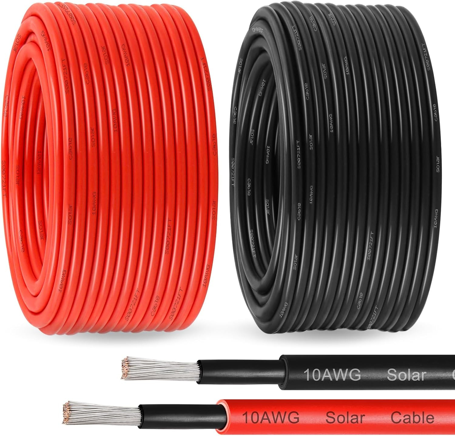 Solar Panel Wire 10 Awg(6Mm²) – Solar Extension Cable 100Ft Black & 100Ft Red 10