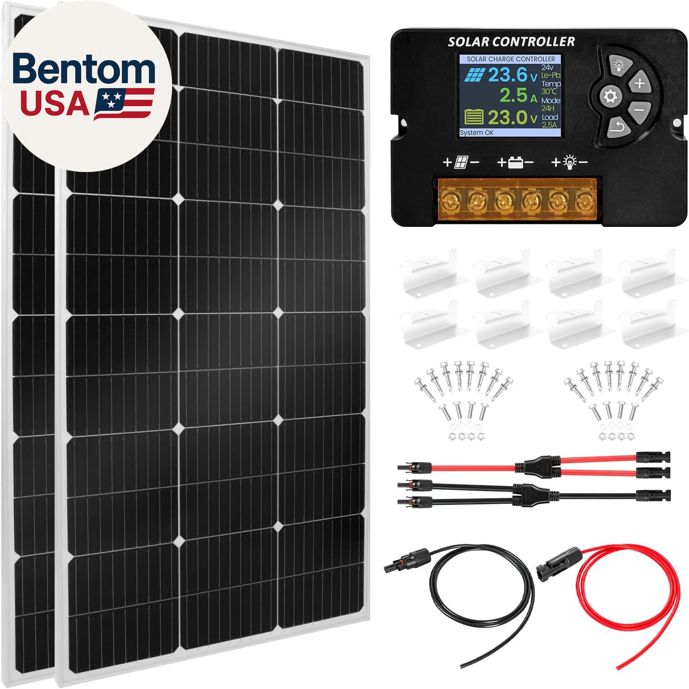100W Monocrystalline Solar Panel Kit with 30A PWM Controller – 12V/24V High Effi