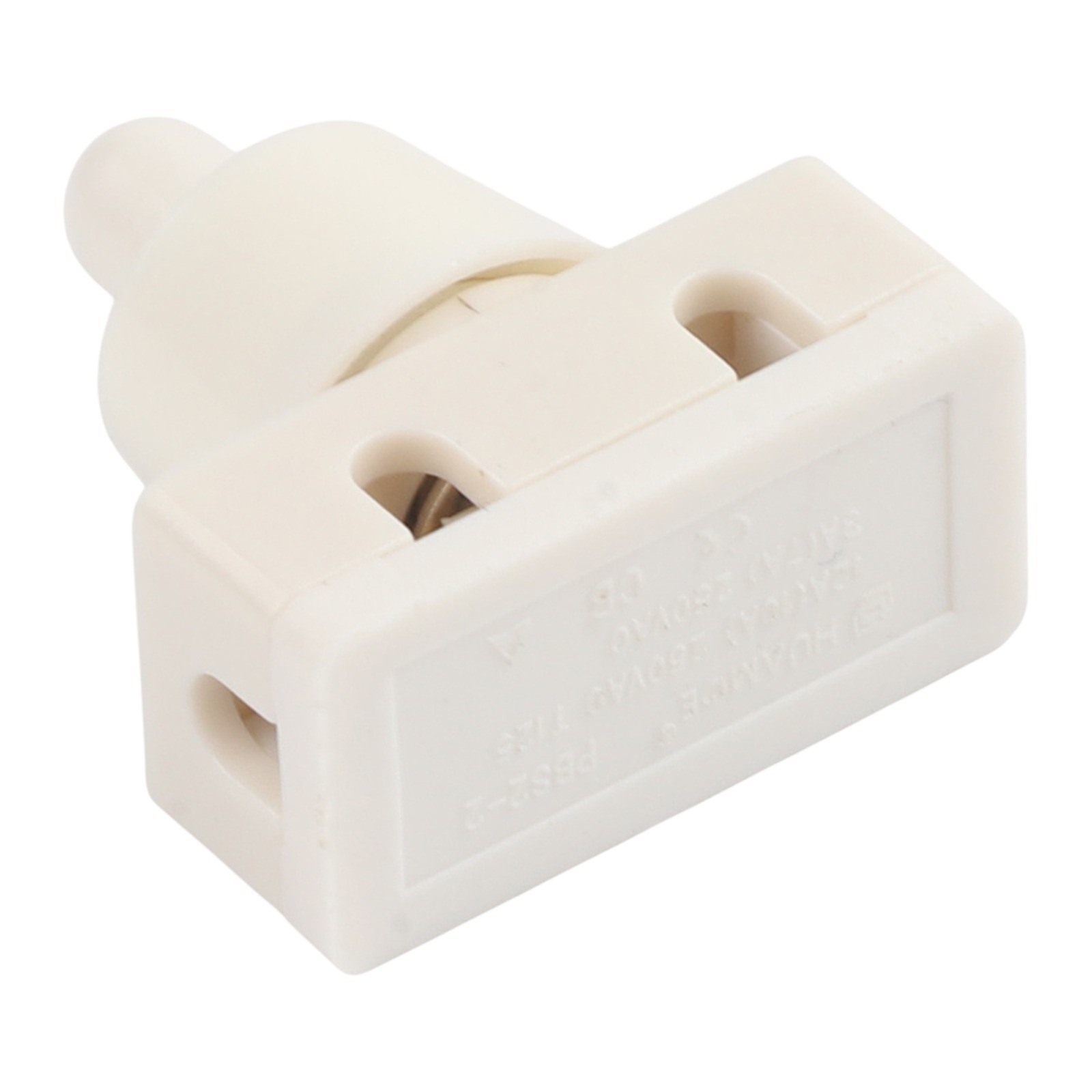 White Selflocking Push Button Switch Plastic 2A 250V for Lamp 5 Pieces Pack