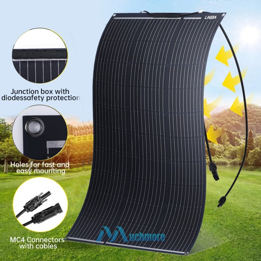 100W 200W 400W Portable Flexible Solar Panel Kit for RV Camping Off-Grid Rooftop