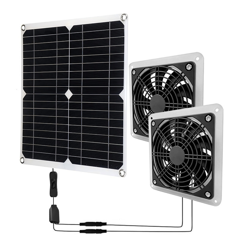 Solar Powered Fan Portable Mini Ventilator Greenhouse Pet Dog Chicken House Cool