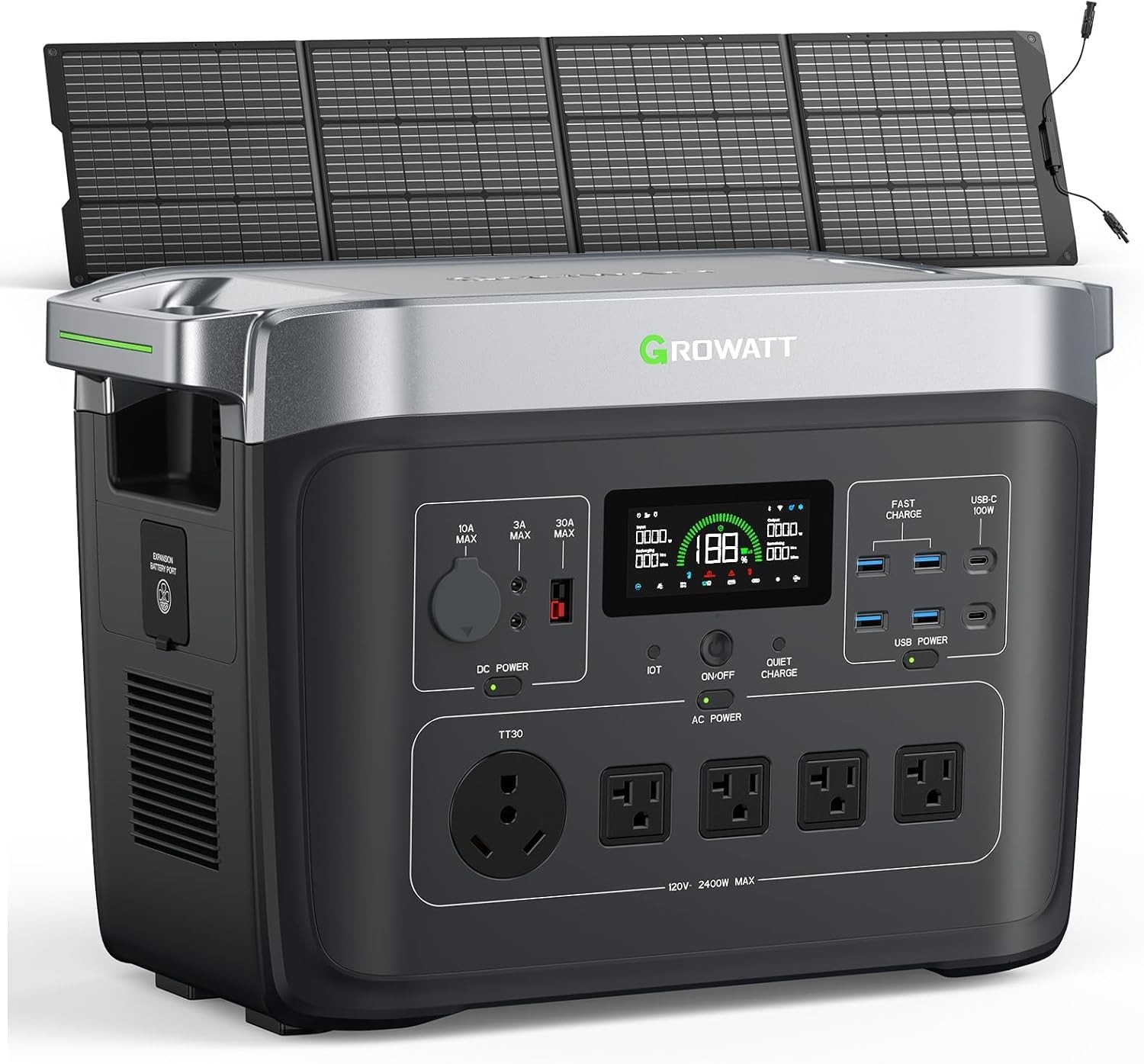 GROWATT INFINITY 2000 Pro Portable Power Station with 200W Solar Panel, 2048W…