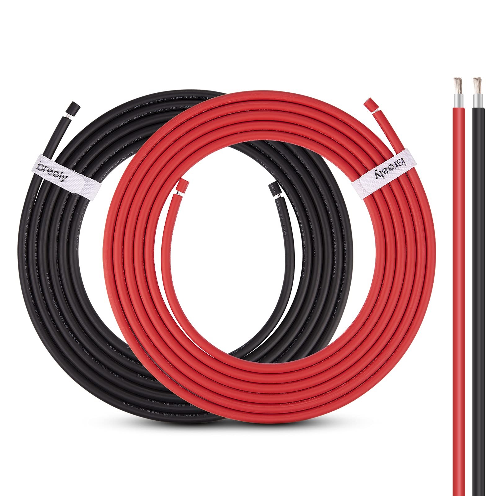 10 Gauge Wire – Solar Panel Wire 30Ft Black & 30Ft Red 10AWG(6mm²) Tinned Cop…
