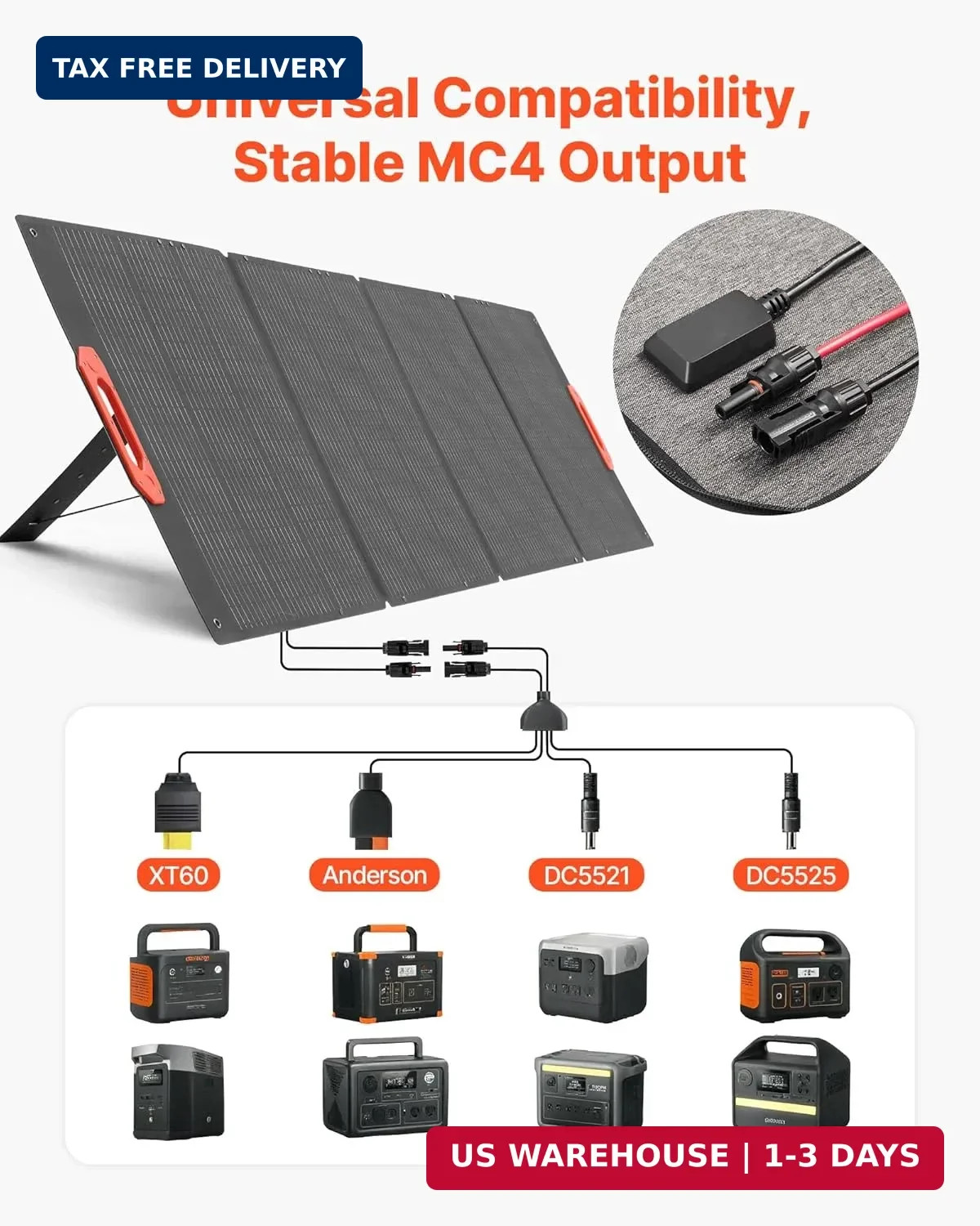 VEVOR 300W Foldable Monocrystalline Solar Panel, 23% High-Efficiency Portable Mo