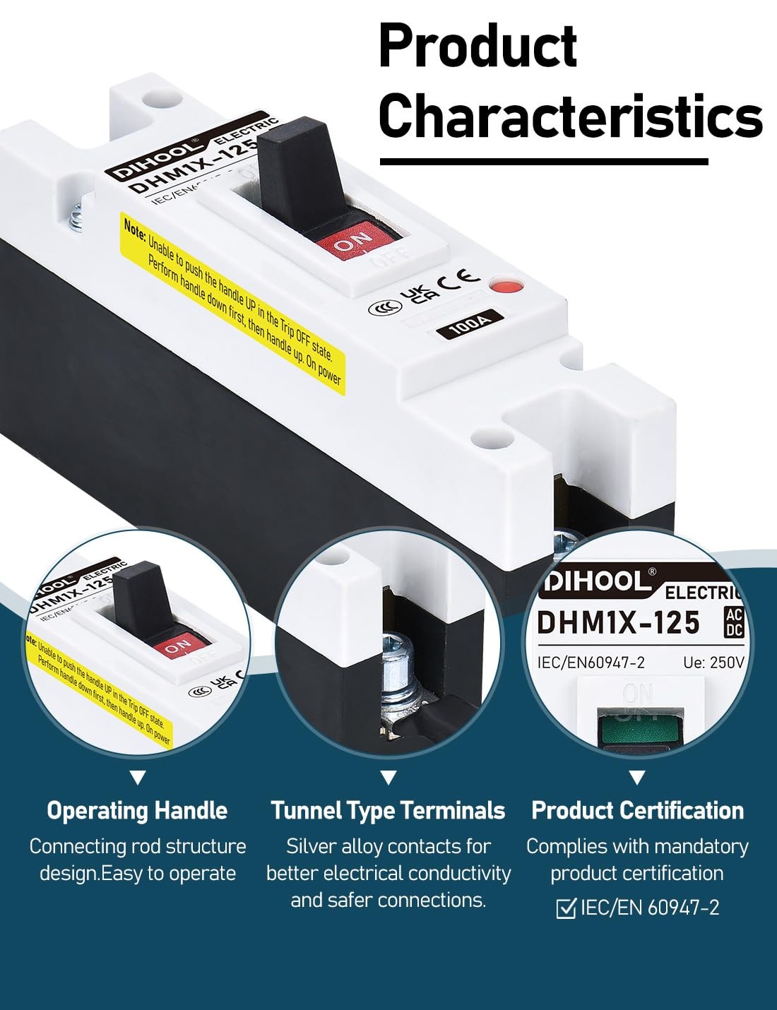 100 Amp DC Disconnect Switch for Solar, UPS, and Power Station Applications