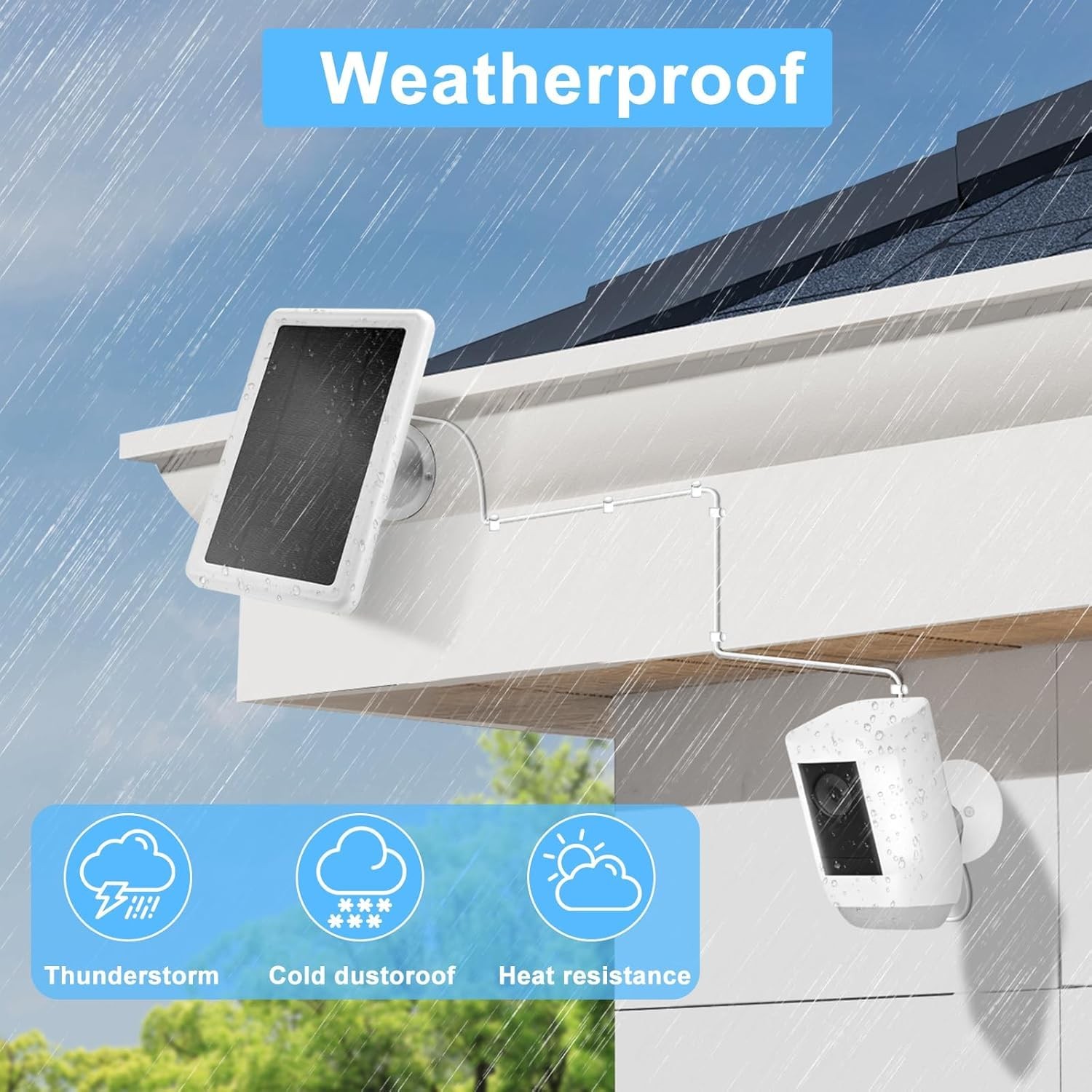 Solar Panel Charger for Ring Camera White Compatible 2 Pack Ring Solar Panel