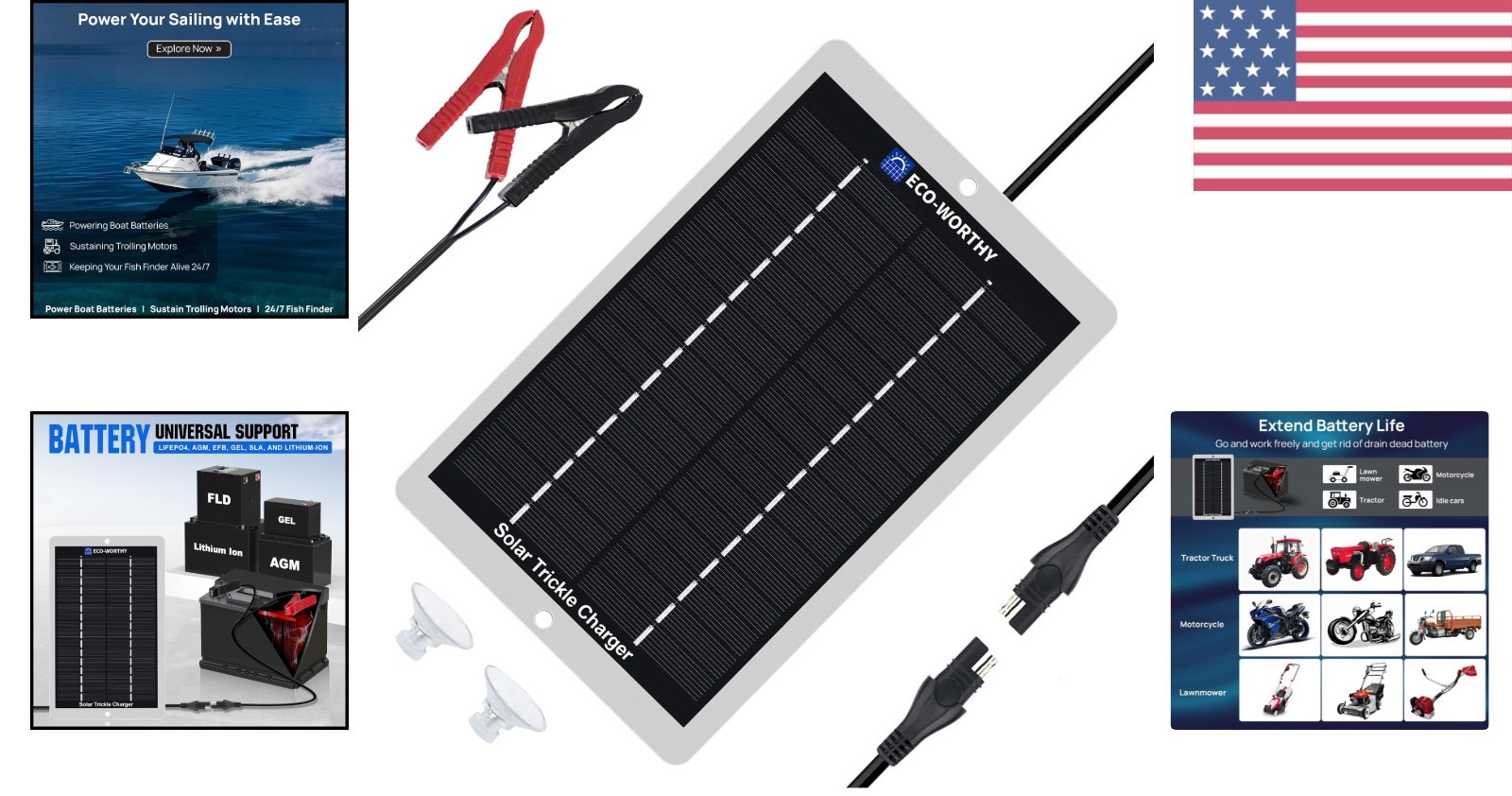 Robust 2.5w Solar Battery Maintainer – Efficient 12 Volt Charger with Indicators