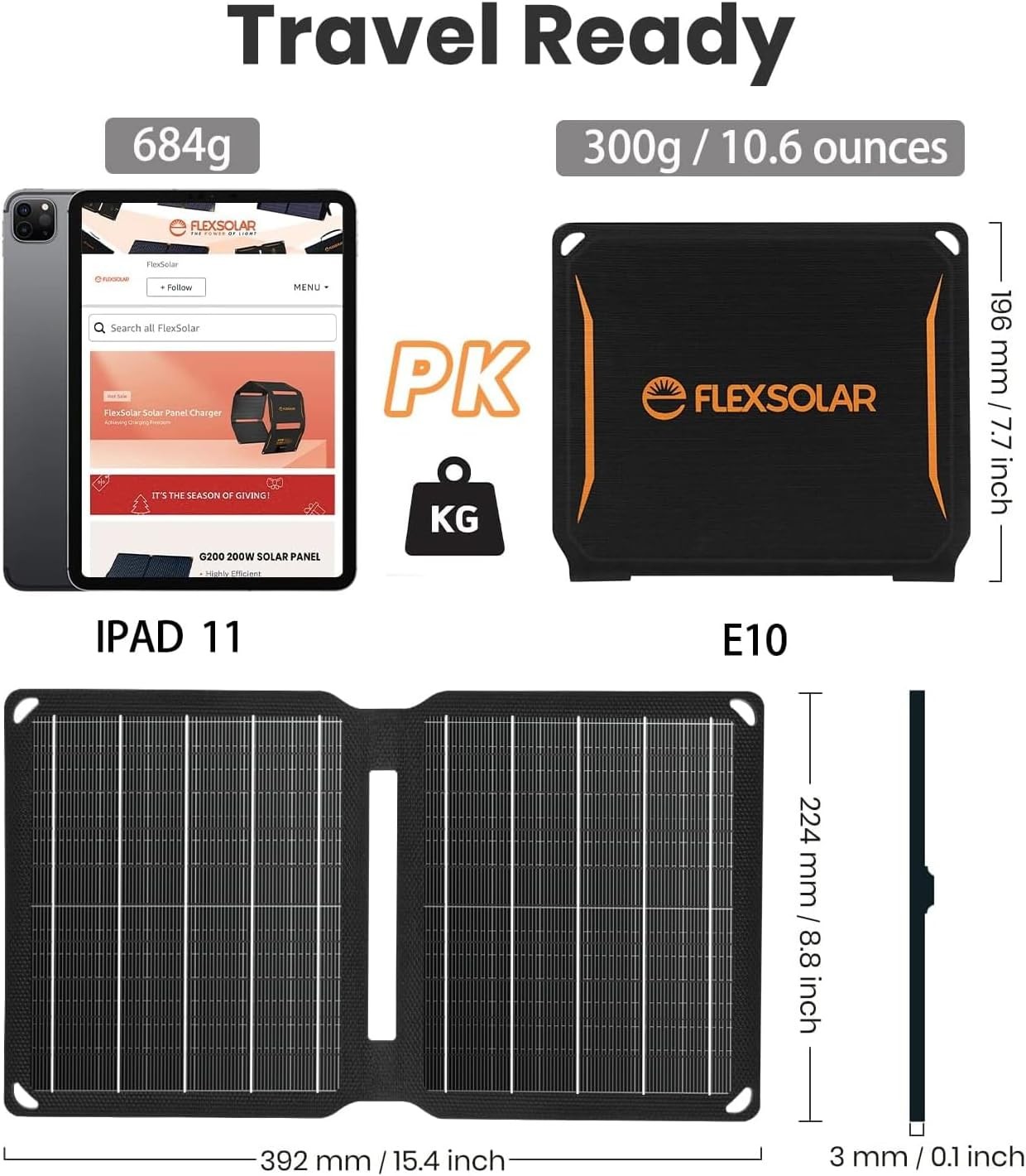 FlexSolar E10 10W Portable Solar Panel USB-A Charger for Hiking Camping Open Box