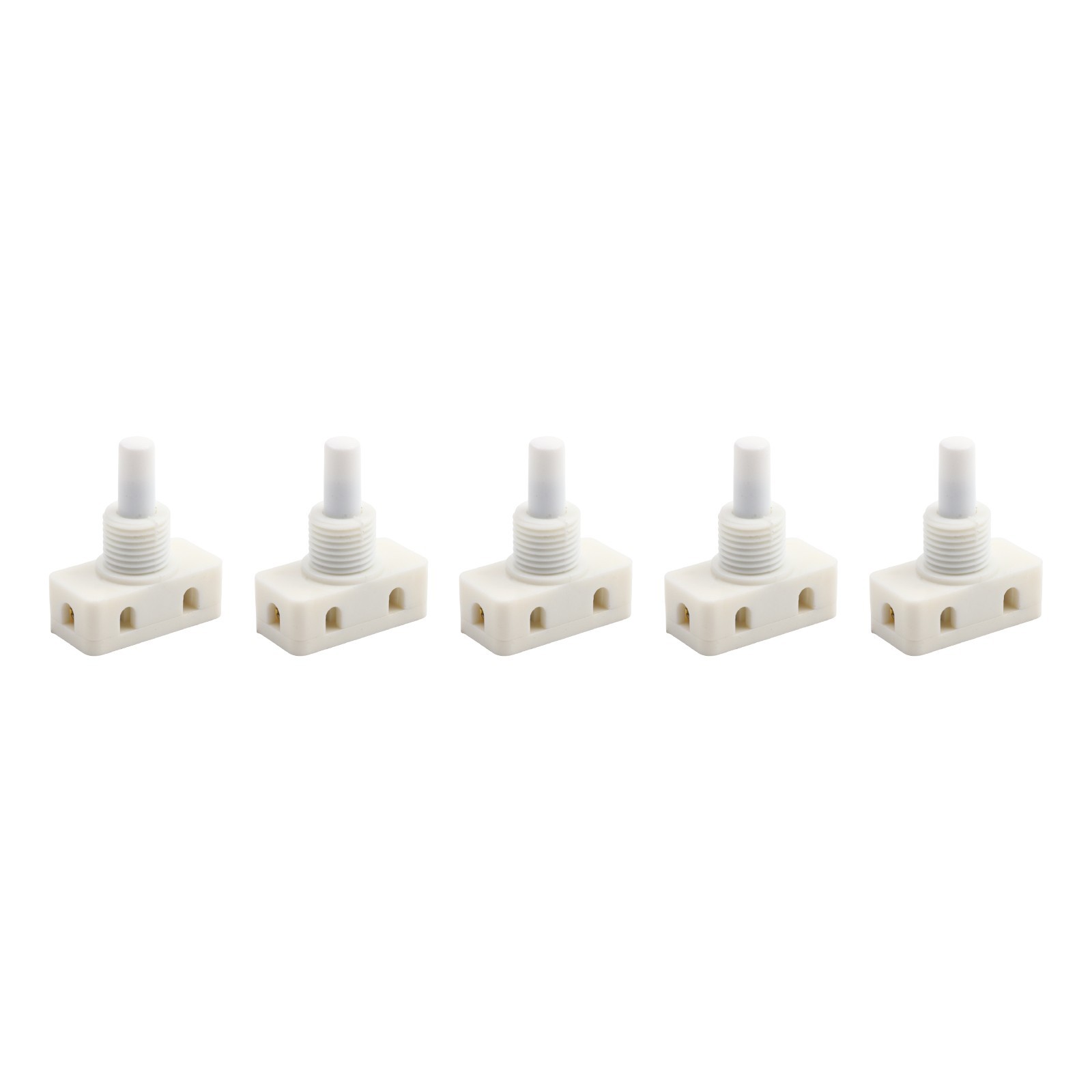 White Selflocking Push Button Switch Plastic 2A 250V for Lamp 5 Pieces Pack