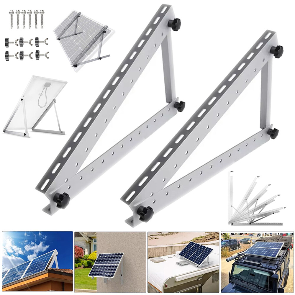 2PCS X Adjustable Solar Panel RV Tilt Mounting Rack Bracket Rooftop Flat Surface
