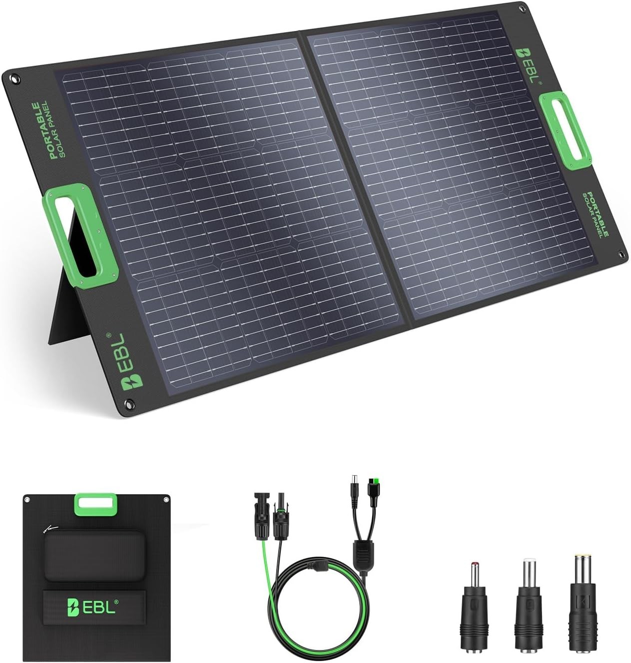 EBL 100W Portable Solar Panel Kit for Power Station, IP68 Waterproof