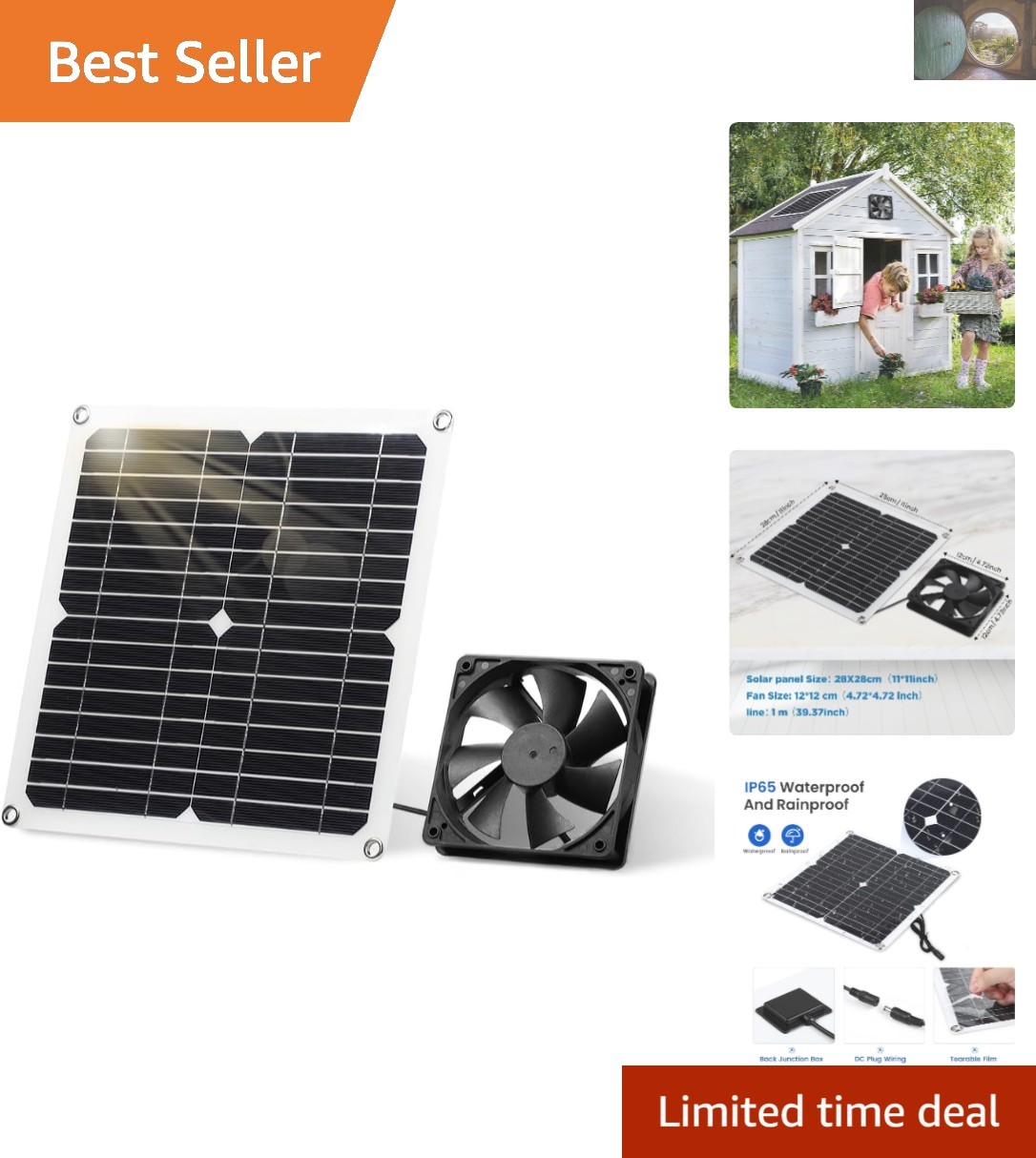 Simple Install 12W Solar Panel Fan Kit for Optimal Air Circulation Outdoors