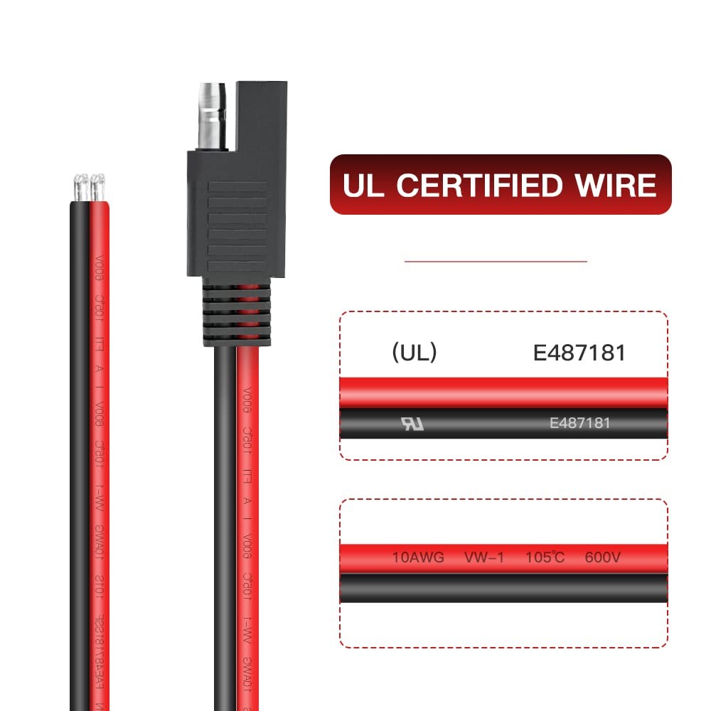 10AWG SAE Connector Extension Cable, Quick Disconnect Plug – Automotive & Sol…