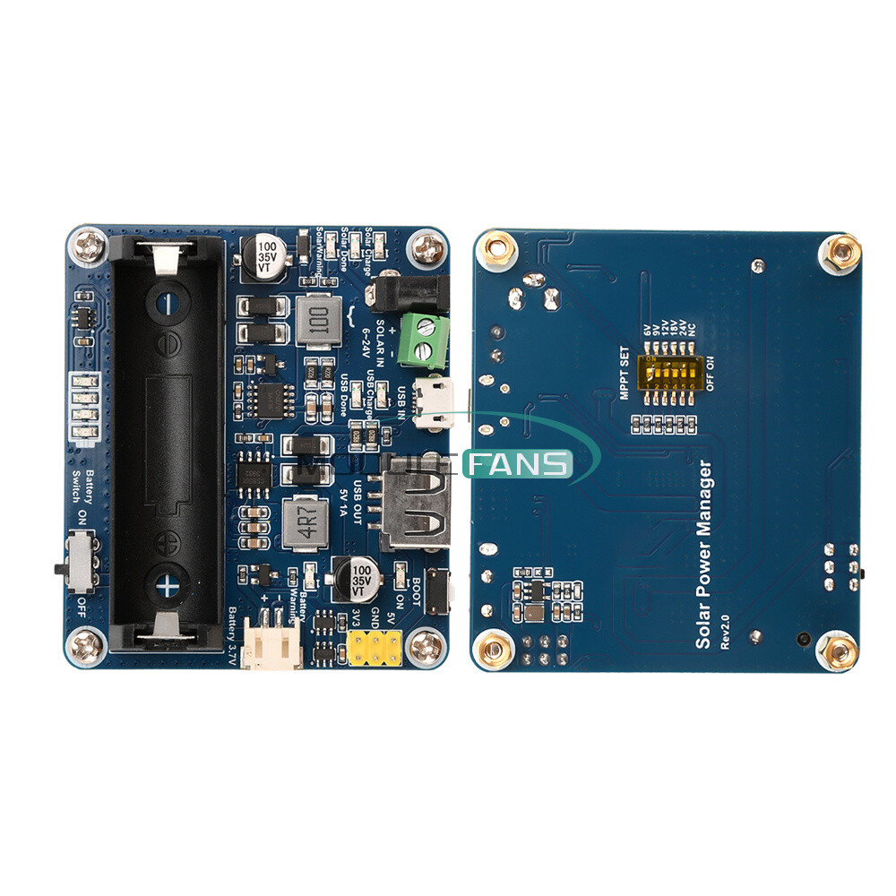 Power Manager Module for 6V~24V Solar Panel Support MPPT USB Battery Charging