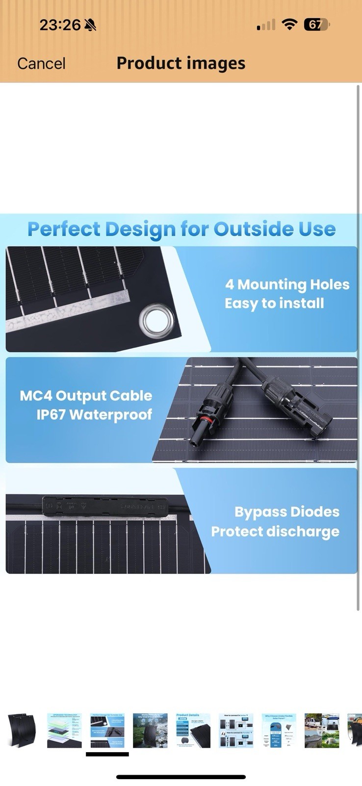Flexible Solar Panel 200W, 18V 100W Ultra Lightweight Monocrystalline Bendable
