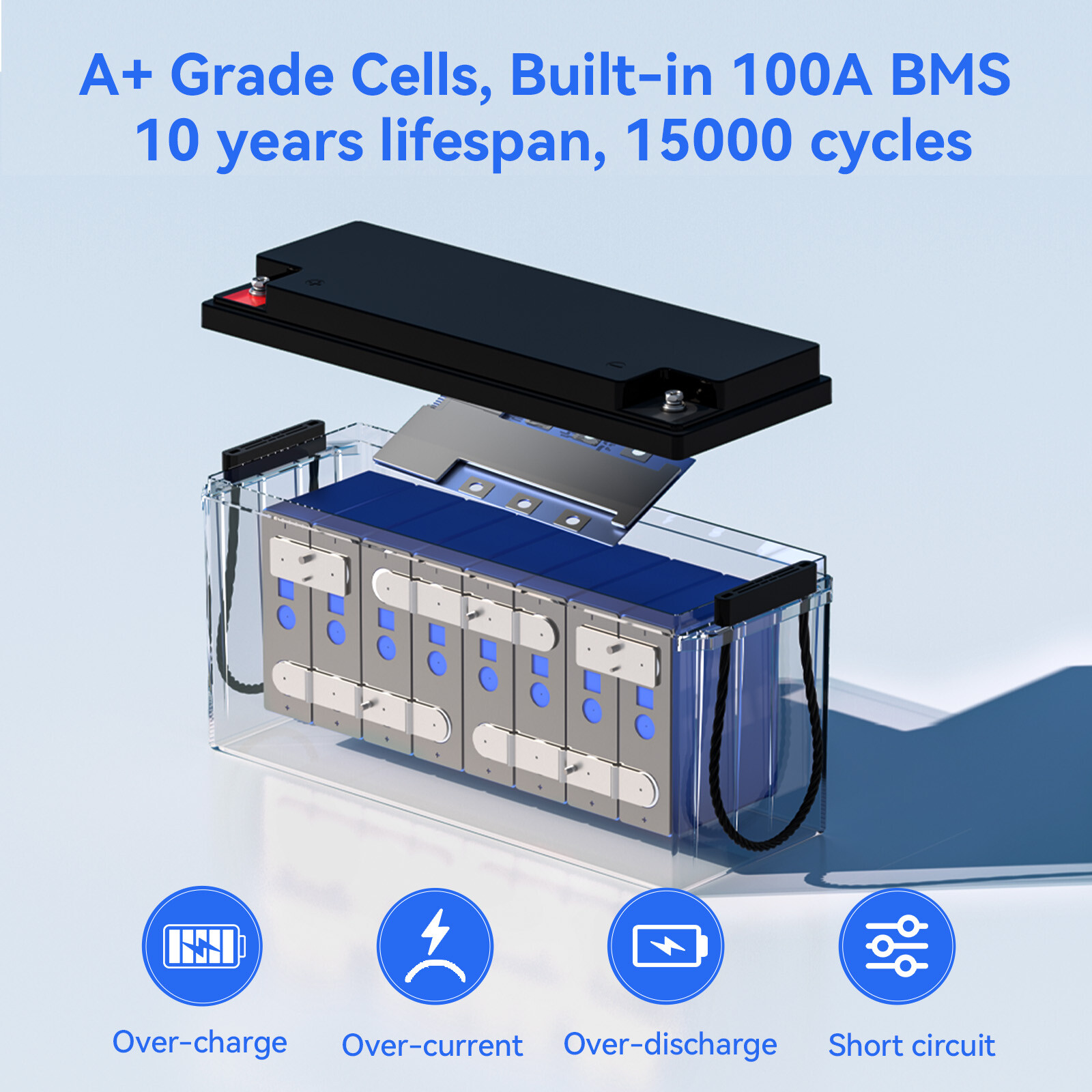 Wattcycle 12V 100Ah LiFePO4 Lithium Battery Low-Temp Cut-off for Trolling Motor