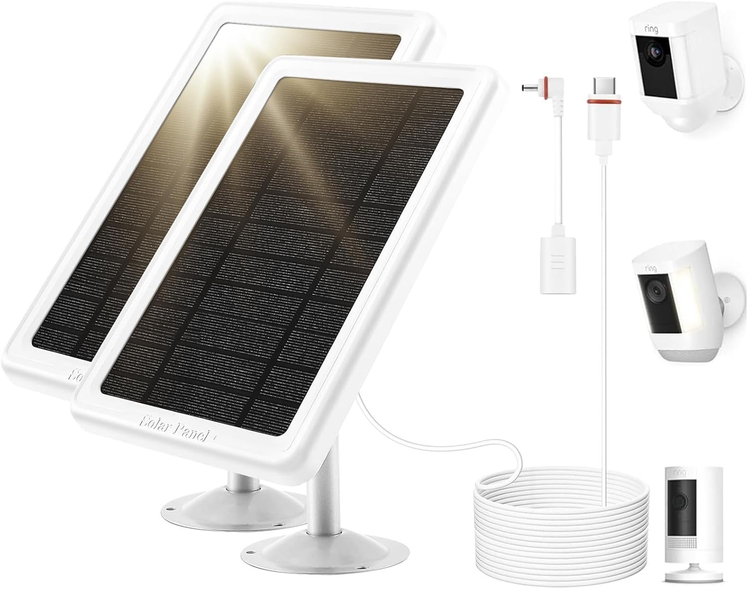 Solar Panel for Ring Camera(2Nd Generation), 2 Pack 5W Solar Panel with 10FT/3M