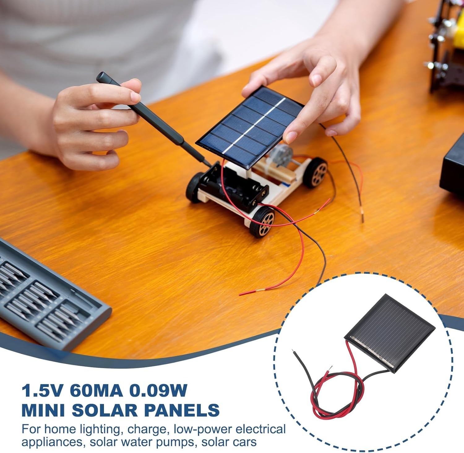 10 Pcs 1.5V 0.09W 60mA Mini Solar Panels, Small Polycrystalline Solar Cell Pa…