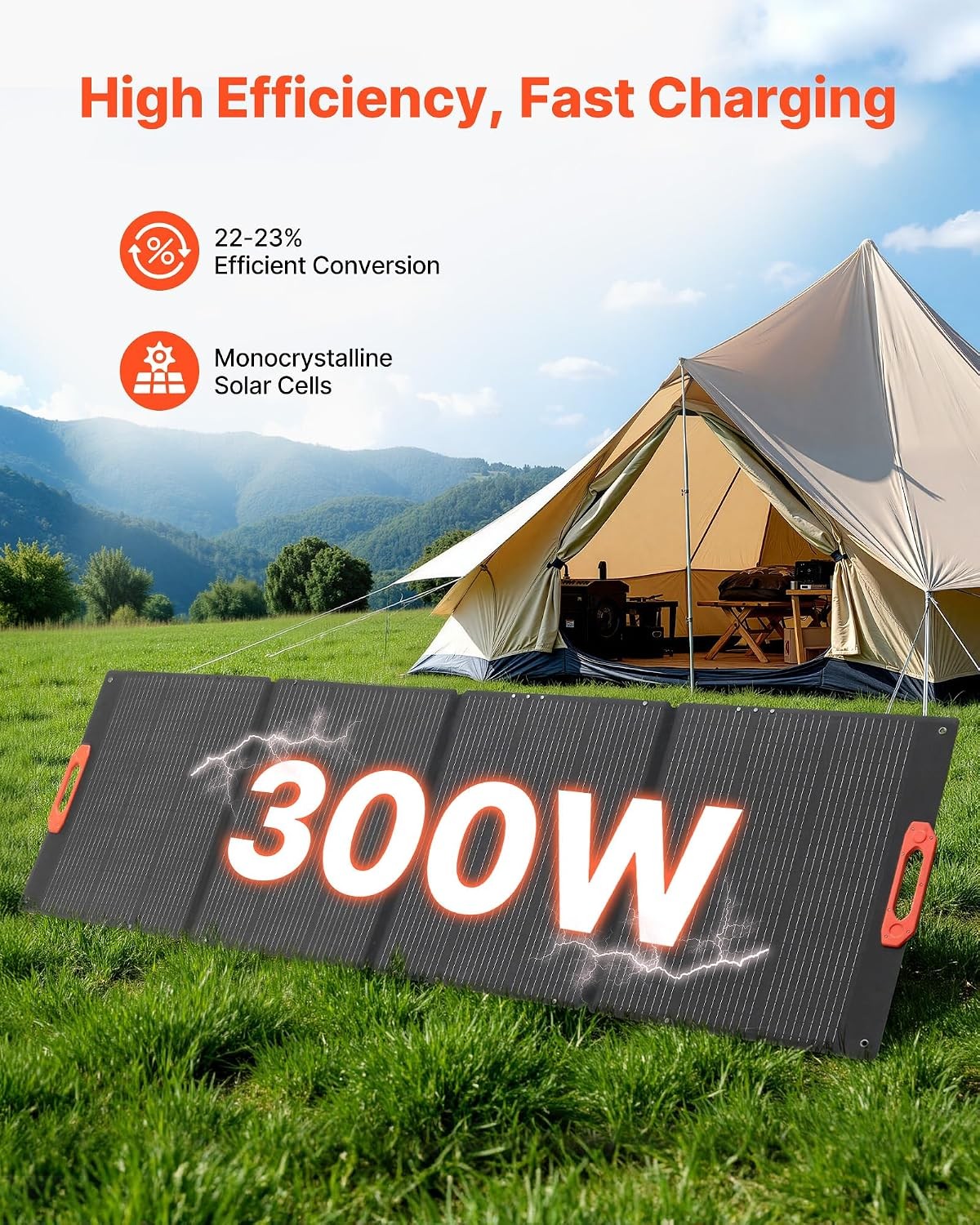 300W High-Efficiency Monocrystalline Foldable Solar Panel