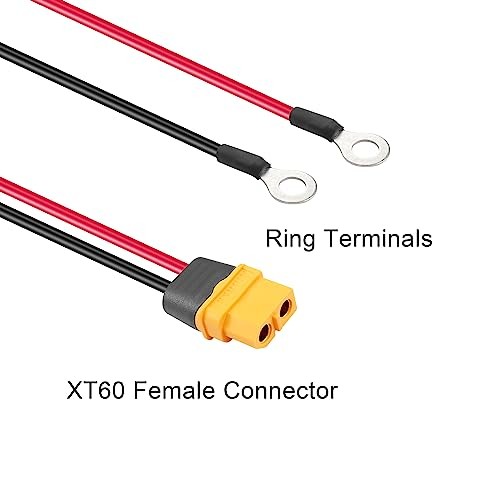 XT60 to O Ring Terminal Cable,14AWG XT60 Female to O Ring Terminals Extension