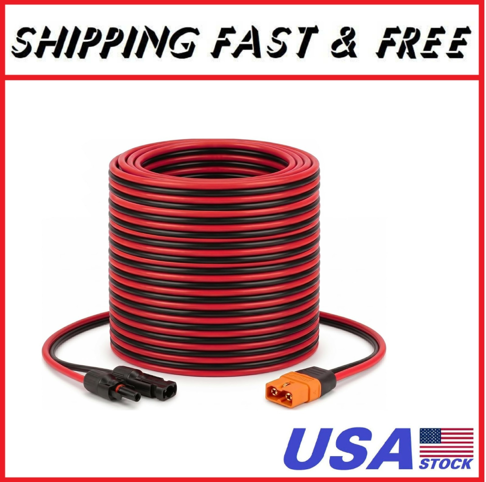 Solar to XT60i Cable 10AWG 35FT Solar Panel to XT60i Adapter Connector