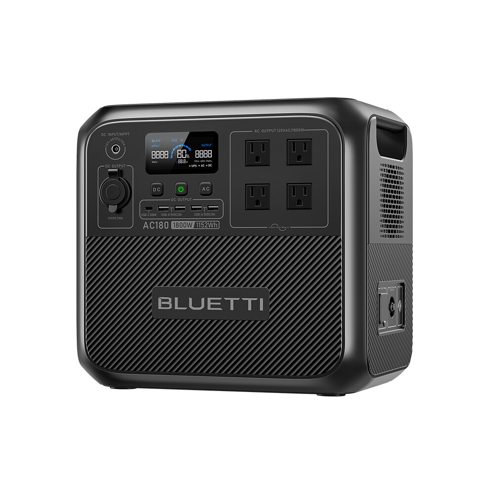 BLUETTI AC180 1800W 1152Wh Solar Generator +200W Solar Panel MPPT Charge Control