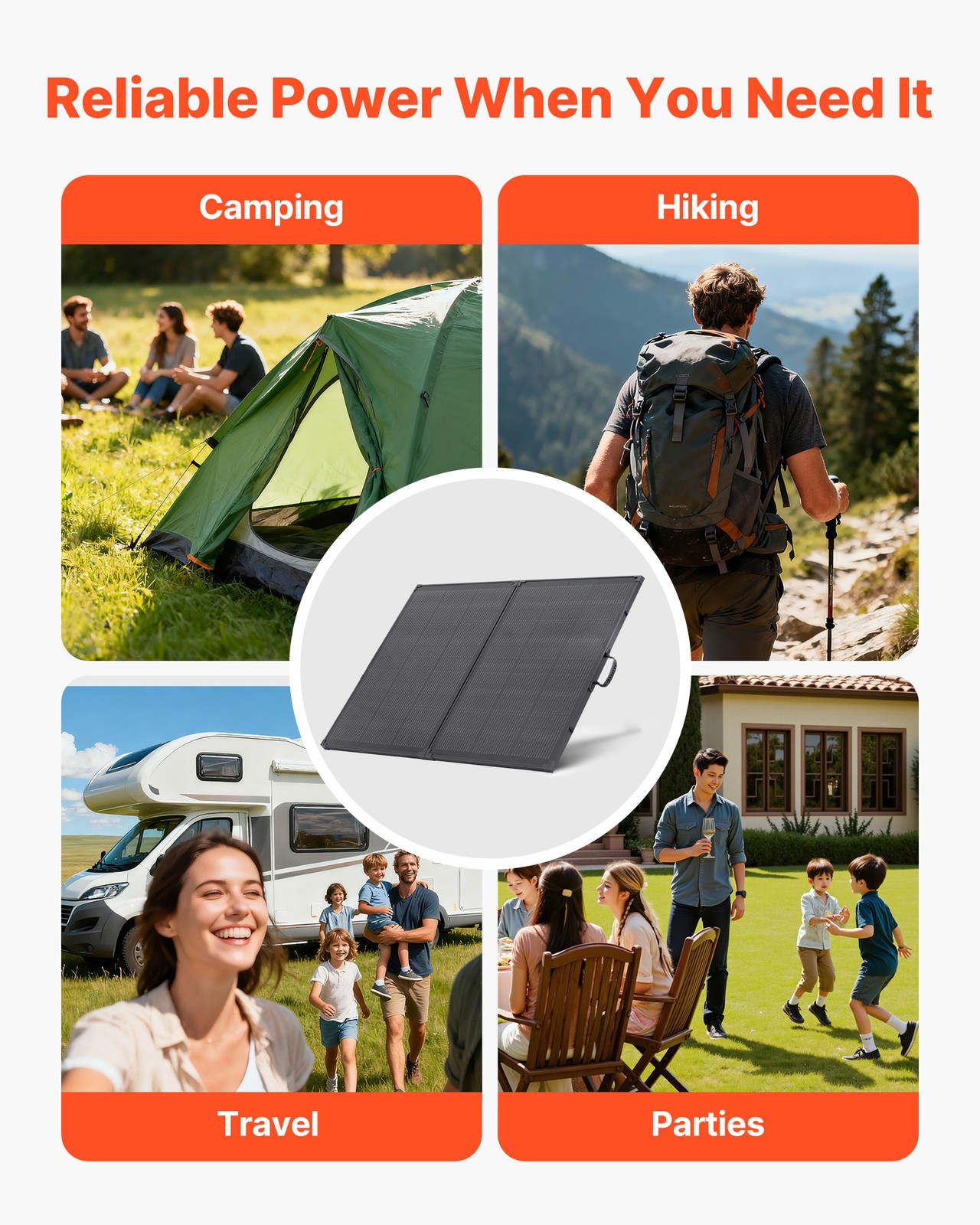 VEVOR 200W Foldable Solar Panel with 30A Controller Portable Mono Solar Panel