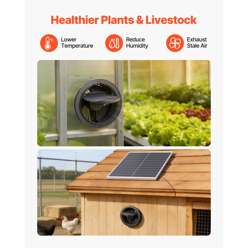 25W Solar Powered Fan 220 CFM Airflow 2030 RPM High Speed Adjustable Panel