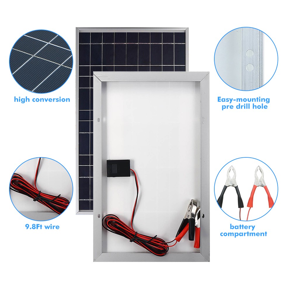 30W Solar Panel 12V Battery Charger Kit 100A Controller Maintainer Boat Car RV