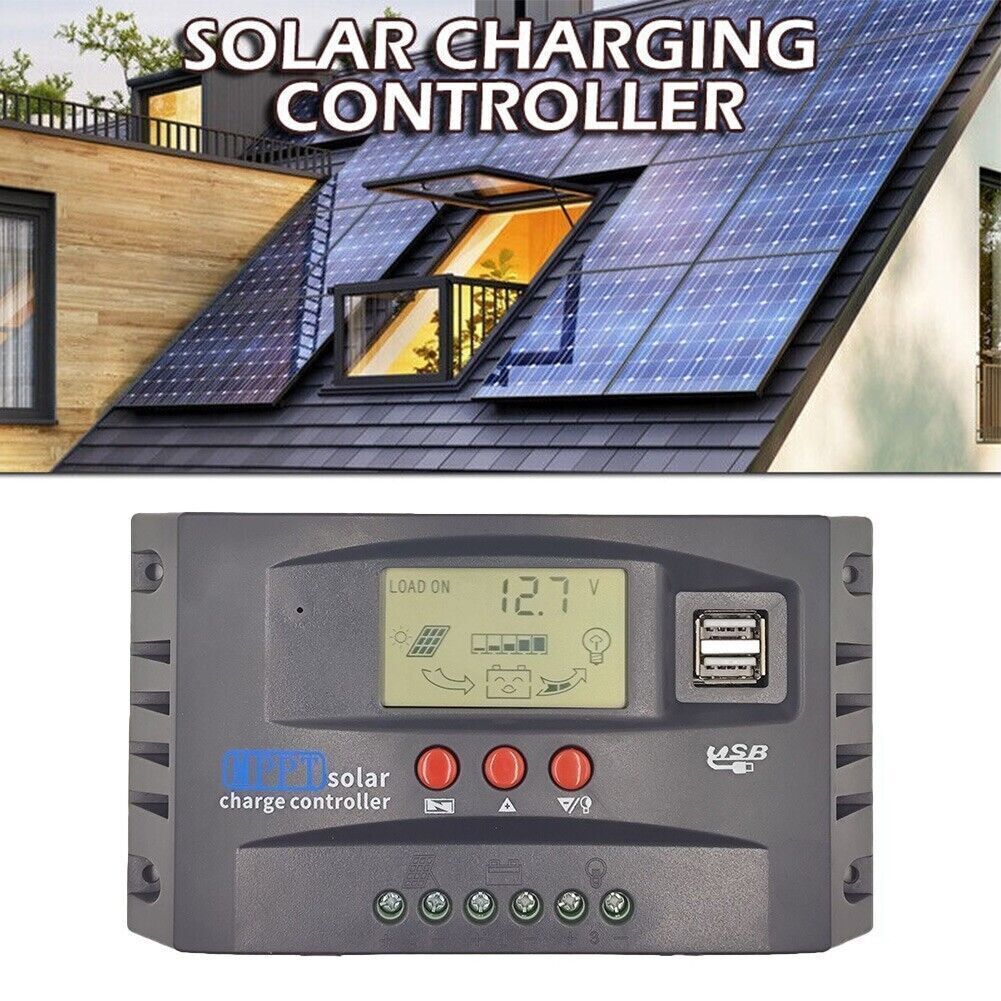 LCD Display MPPT Solar Panel Regulator Charger Controller 12V/24V 30A/50A/100A