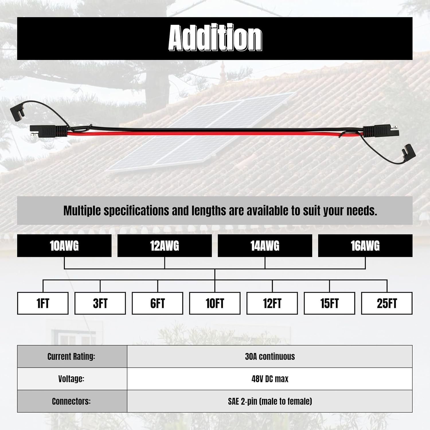 6FT 10AWG SAE Extension Cable,10 AWG Quick Disconnect Wire Harness
