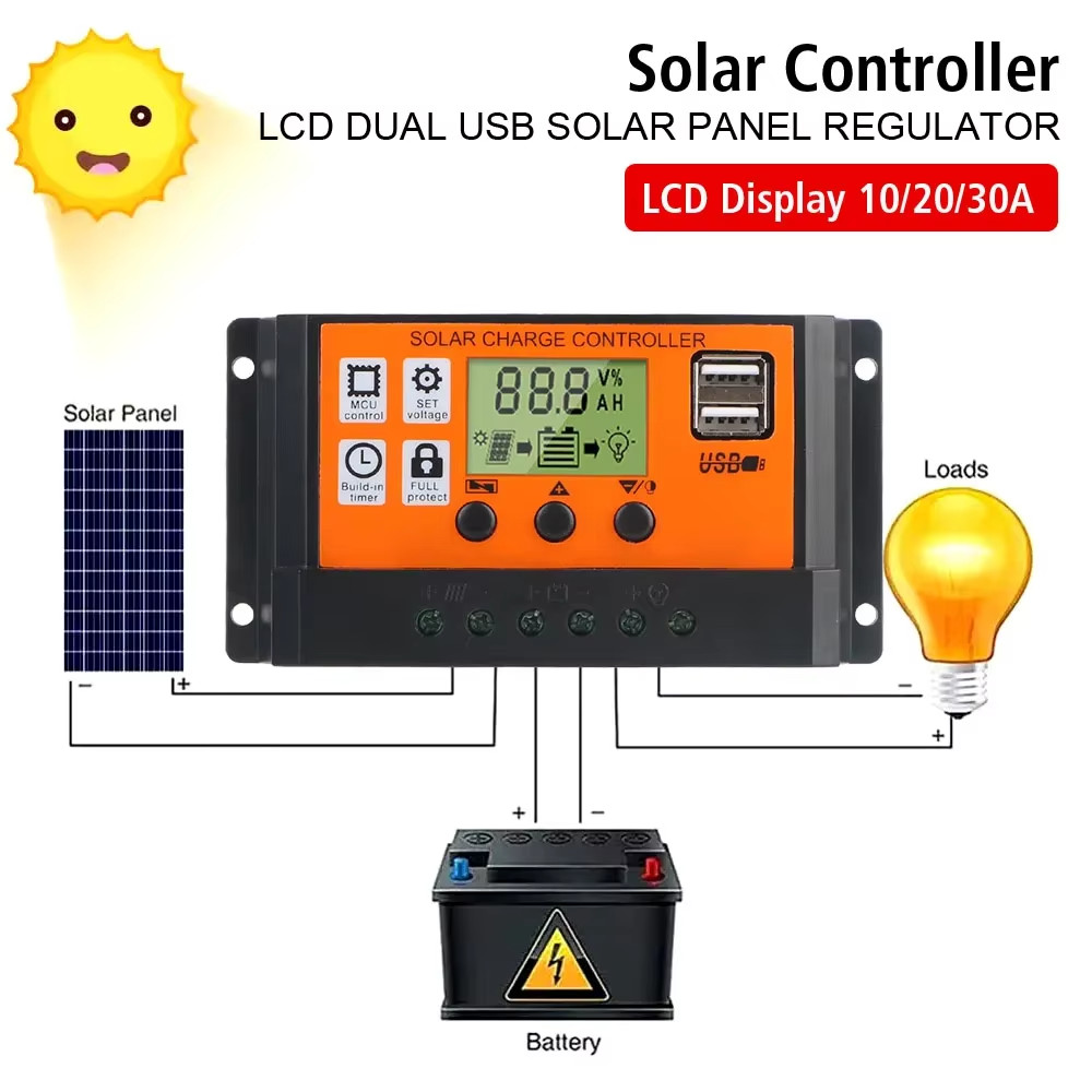 30-100A MPPT Solar Panel Regulator Charge Controller 12V/24V Auto Focus Tracking